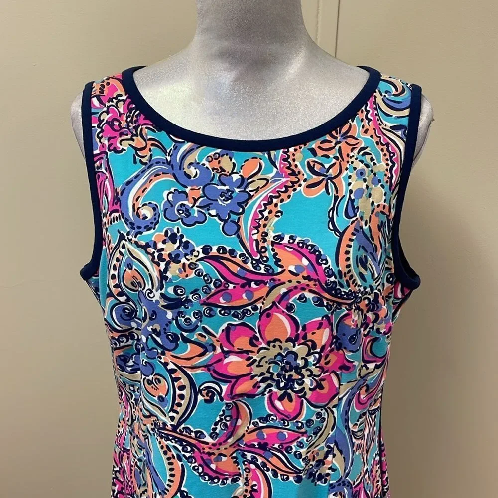 LILLY PULITZER Francesca Aqua Bait & Switch Sleeveless Sheath Dress Size XL